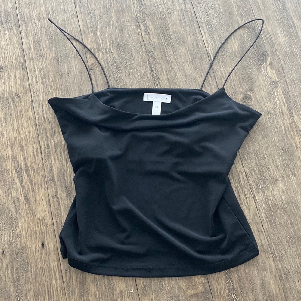 Leith XS crop black tank